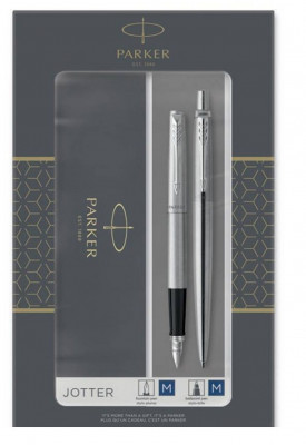 Parker-Σετ δώρου στυλο Jotter SS CT & πένα SS steel 