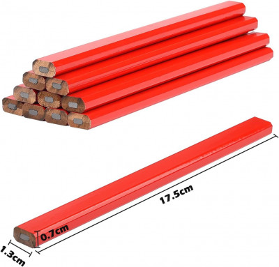 Σετ 6 μολύβια μαραγκών τετράγωνα 13x175 mm