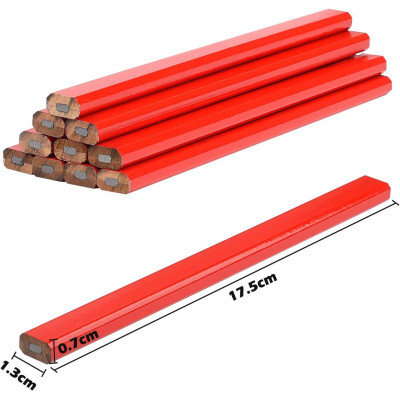 Σετ 6 μολύβια μαραγκών τετράγωνα 13x175 mm