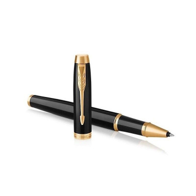 Στυλό roller λάκα  μαύρη γιαλιστερή με χρυσές λεπτομέρειες -  Parker IM