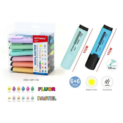 Μαρκαδόροι υπογράμμησης fluor + pastel  σετ 12 τεμ.