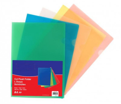 Θήκη εγγράφων Α4 διάφανη  χρωματιστή τύπου L   0,15 mm 