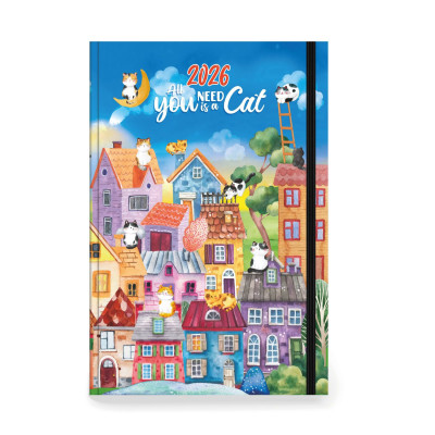 Ημερολόγιο 2026  ημερήσιο 14 x 10 εκ. βιβλιοδετημένο με λάστιχο   