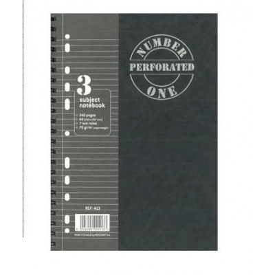 Τετράδιο σπιράλ με διάτρητα φύλλα , 3 θέματα  21x29,7  εκ. 240 σελίδες -  Number one 