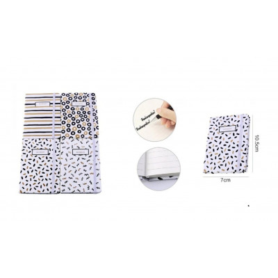 Σημεωματάριο ριγέ μίνι με λάστιχο 7  x 10,5 cm.