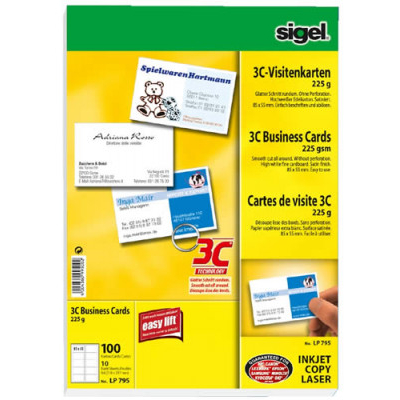 Επαγγελματικές κάρτες σε χαρτί λευκό 225 gr. Α4 100 τεμ.-Sigel 