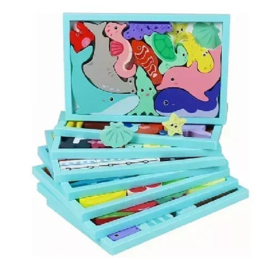 Ξύλινο πάζλ με ζώα της θάλασσας tettris 22x35 cm