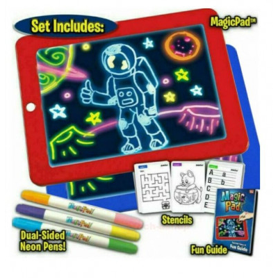 Τάμπλετ Ζωγραφικής - Magic Sketchpad με Φωσφορίζοντα Χρώματα & 30 Στένσιλ 