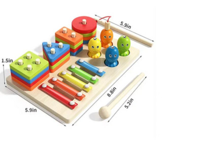 Πάζλ ξύλινο μαγνητικό ψάρεμα σε διάφορα σχήματα με σφηνώματα  