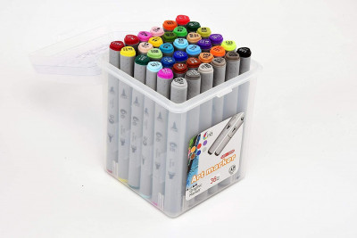 Μαρκαδόροι παιδικής ζωγραφικής σε πλαστική διάφανη κασετίνα 36 χρωμάτων διπλής γραφής 