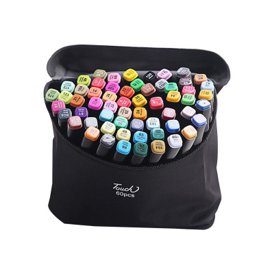 Μαρκαδόροι παιδικής ζωγραφικής σε υφασμάτινο  τσαντάκι 60 χρωμάτων διπλής γραφής 