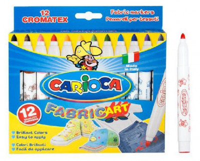 Μαρκαδόροι υφασμάτων σετ 12 χρώματα  - Carioca cromatex 