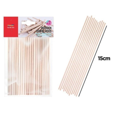 Ξυλάκια χειροτεχνίας στρόγγυλα  5mm x 15cm σετ 20τεμ.