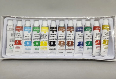 Χρώματα υφασμάτων σε σωληνάρια των 6ml set 12τεμ. με πινέλο -  Motarro 