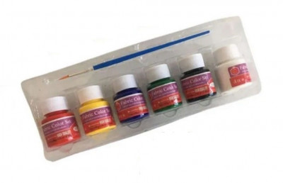 Χρώματα υφασμάτων σε βαζάκια των 25ml set 6 τεμ. με πινέλο 