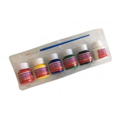 Χρώματα υφασμάτων σε βαζάκια των 25ml set 6 τεμ. με πινέλο 