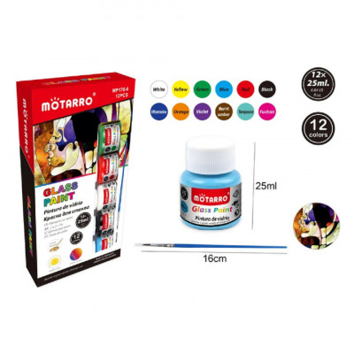 Χρώματα ζωγραφικής σε γυαλί σε βαζάκια  25ml set 12 τεμ.