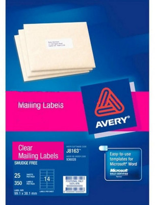 Διαφανές Aυτοκόλλητο Film glossy Α4 για inkjet  99,1x38,1mm 25 φύλλα - Avery 