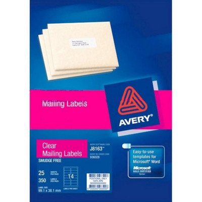 Διαφανές Aυτοκόλλητο Film glossy Α4 για inkjet  99,1x38,1mm 25 φύλλα - Avery 