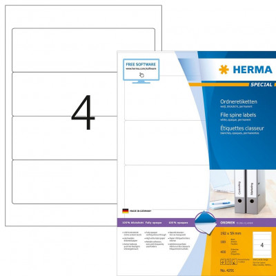 Αυτοκόλλητες  Ετικέτες εκτυπωτών inkjet-laser  Α4 192 x 59mm - Herma