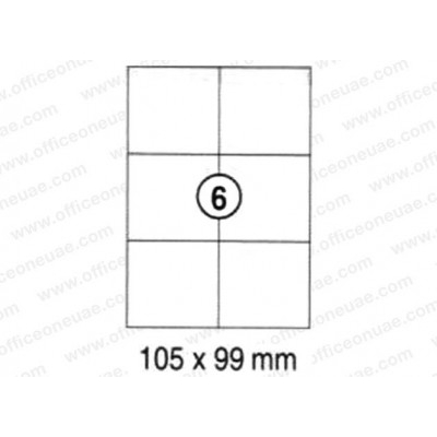Αυτοκόλλητες ετικέτες Α4 εκτυπωτών inkjet-laser 105x99 mm 6 ετικ. 100 φύλλα
