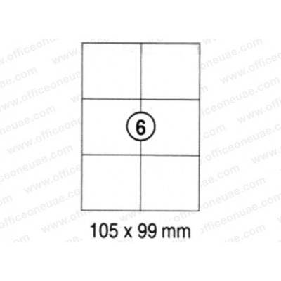 Αυτοκόλλητες ετικέτες Α4 εκτυπωτών inkjet-laser 105x99 mm 6 ετικ. 100 φύλλα