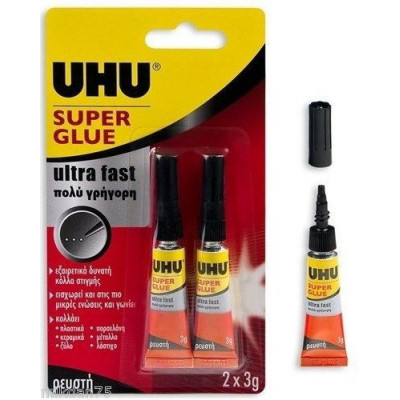 Κόλλα κυανοακρυλική  1+1 δώρο 3+3 γρ.- Uhu super glue 