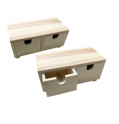 Ξύλινο κουτάκι με 2 συρταράκια σε φυσικό χρώμα 
