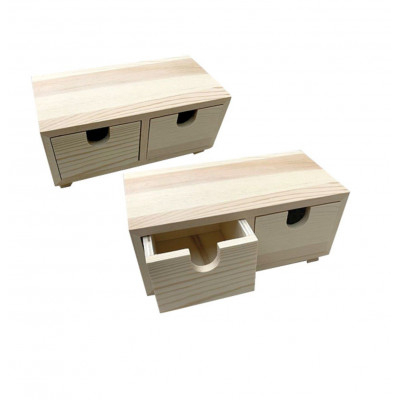 Ξύλινο κουτάκι με 2 συρταράκια σε φυσικό χρώμα 