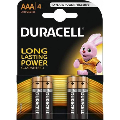 Μπαταρίες αλκαλικές μέγεθος AAA 1,5 volt  LR03  σετ 4 - Duracell