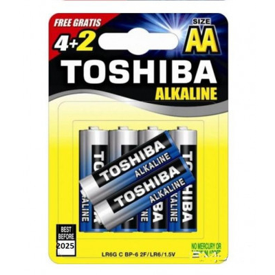 Μπαταρίες αλκαλικές μέγεθος  AA LR 06 1,5 volt  σετ 4+2 - Toshiba