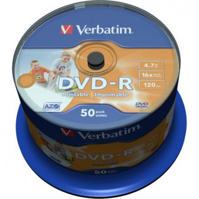 Verbatim DVD-R 16x 4.7GB 120min Cake 50αδα printable (εκτυπώσιμα)