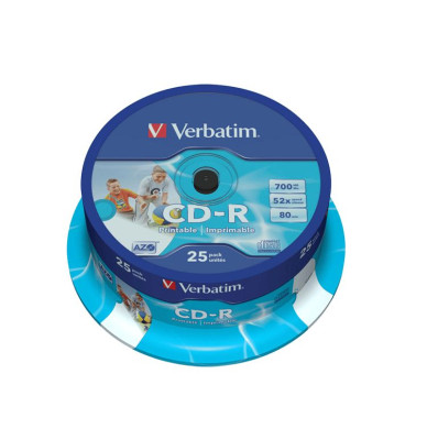 Verbatim -CD-R 52x 700mb-Photo inkjet printable - (cake box ) 25 τεμάχια 