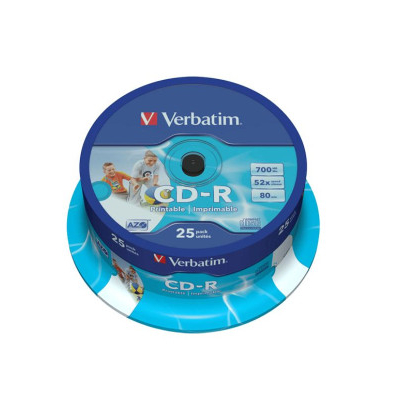 Verbatim -CD-R 52x 700mb-Photo inkjet printable - (cake box ) 25 τεμάχια 