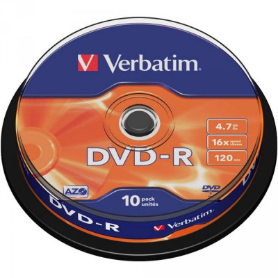 Verbatim  - DVD-R  16 x 4.7 Gb. 120min.  σε μπομπίνα   (Cake box)  10 τεμάχια 