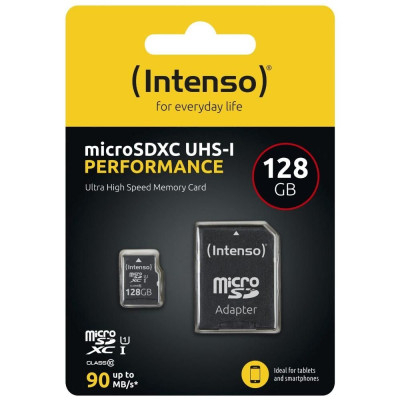 Μνήμη  Micro Secure Digital με adaptor sdhc 128 gb  up 90 MB/s - Intenso