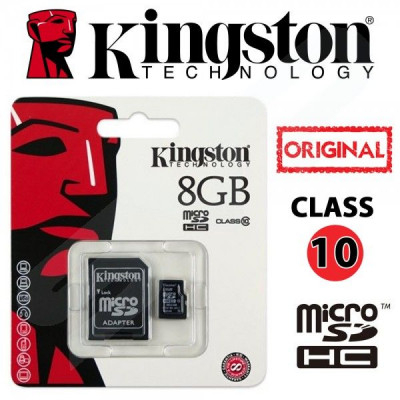 Μνήμη  Micro Secure Digital με adaptor sd 8 gb  -Kingston class 10 