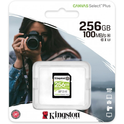 Μνήμη  SD Secure Digital 256 gb Canvas 100 mb/s -  Kingston