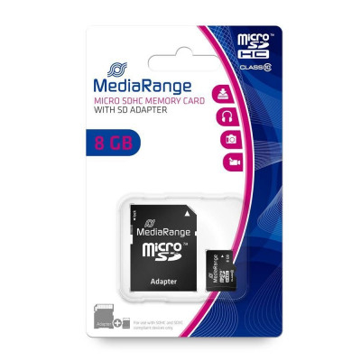 Μνήμη  Micro Secure Digital με adaptor sdhc 8 gb  - Media Range class 10