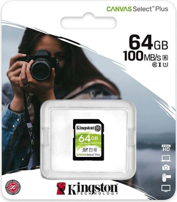 Μνήμη Secure Digital SD 64 gb -Kingston canvas 100 mb/s 