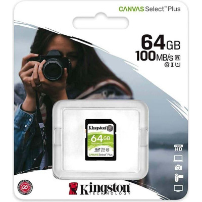 Μνήμη Secure Digital SD 64 gb -Kingston canvas 100 mb/s 
