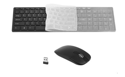 Πληκτρολόγιο αγγλικό σετ με ποντίκι ασύρματα με μεμβράνη προστασίας 