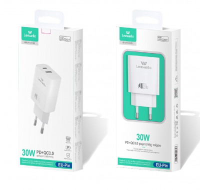 Φορτιστής πρίζας 220 volt Usb με θύρα Type C 30 watt  LW-CDQ17