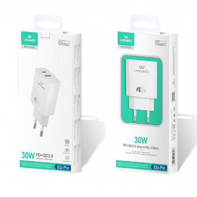 Φορτιστής πρίζας 220 volt Usb με θύρα Type C 30 watt  LW-CDQ17