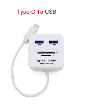 Hub usb 3.1 + card reader με καλώδιο Τype-c 