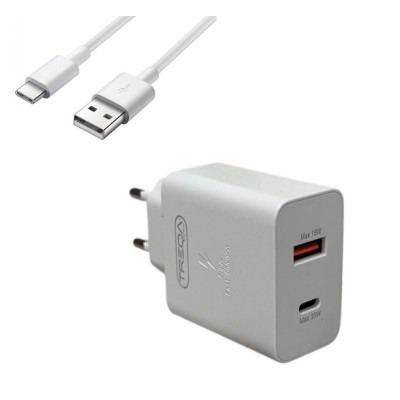 Φορτιστής με Θύρα Type C και Usb -με Καλώδιο  Type C  35Watt 
