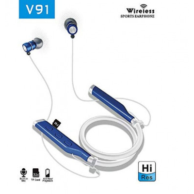 Ακουστικά + μικρόφωνο sport hands free metal wireless neckband  -V91 