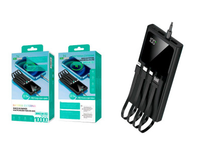 Φορητή μπαταρία ( power bank ) με ηλιακή  φόρτιση και usb με ενσωματωμένα καλώδια με 3 βύσματα  10000 mah 