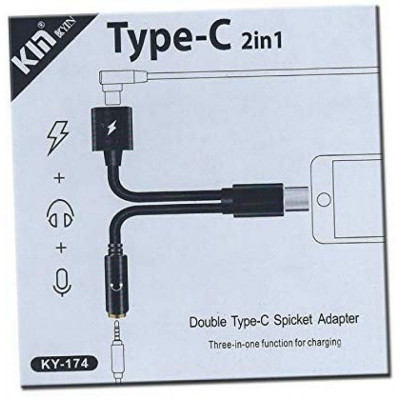 Adaptor καλώδιο type C σε αρσενικό jack και σε θυληκό Type C 