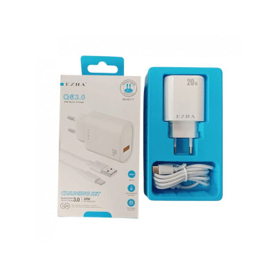 Φορτιστής γρήγορης φόρτισης με θύρα usb 3.0 20 watt και καλώδιο Type-C 